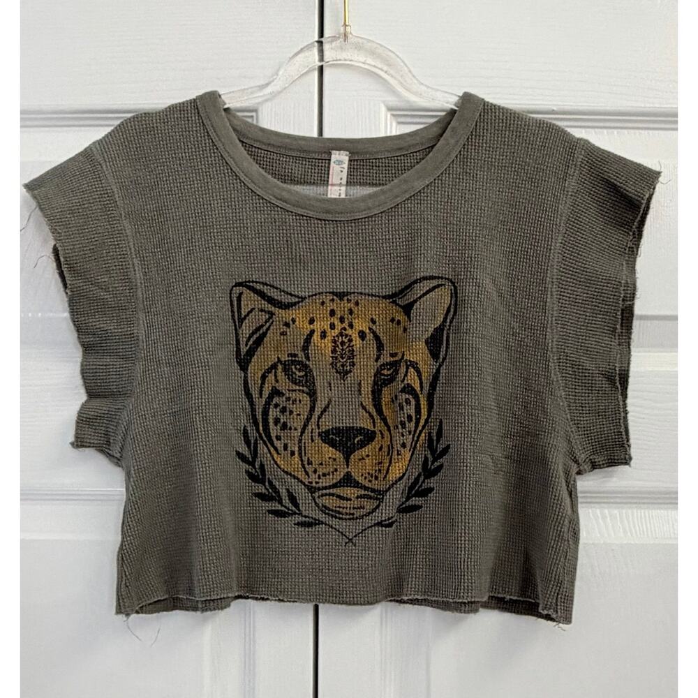 Free People FP Movement Rare Cheetah Cropped Tee Large